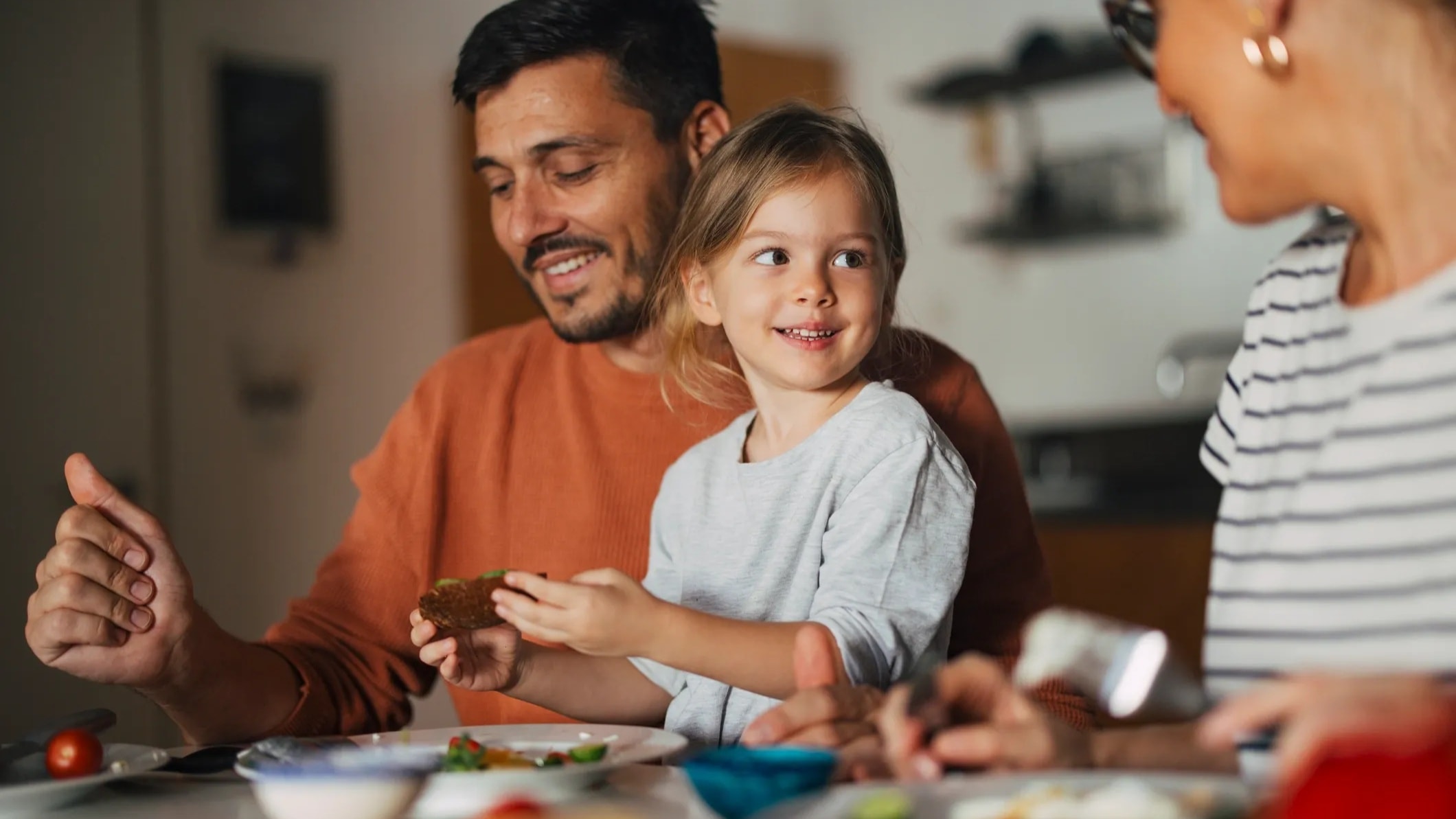 Happy family connection at home